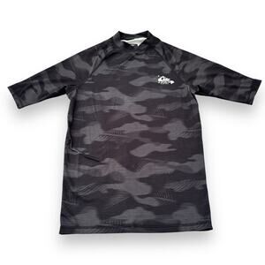 Quiksilver in Hawaii Men's M Black Camo Rash Guard Swim Shirt UPF Sun Protection